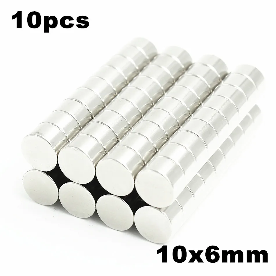 

10pcs 10x6mm Super Powerful Strong Bulk Small Round NdFeB Neodymium Disc Magnets Dia 10mm x 6mm N35 Rare Earth NdFeB Magnet