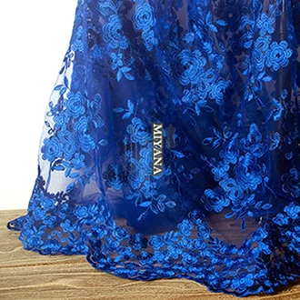 1 ярд французский Тюль кружевная ткань 130 см белый Diy Изысканная сетка кружева вышивка одежда свадебное, вечернее платье аксессуары - Цвет: dark blue