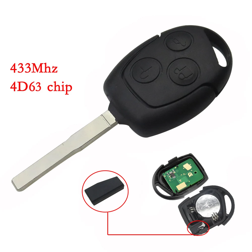 OkeyTech для Ford 3 кнопки 433 МГц 4D63 40/80 бит чип транспондера дистанционное управление