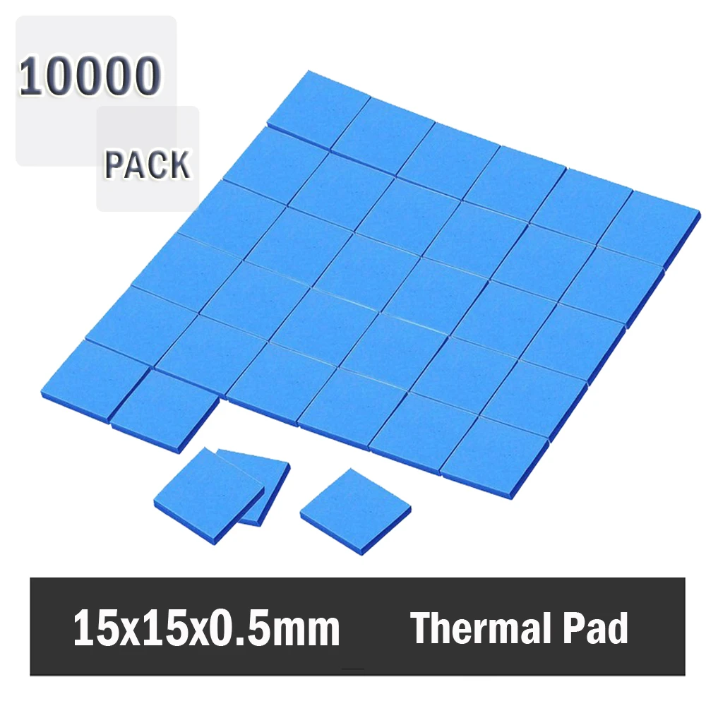 

10000PCS Gdstime Thermal Pad 15*15*0.5mm 0.5mm Thickness RAM CPU DIP IC Chip Cooling Heatsink Silicone Thermal Pad