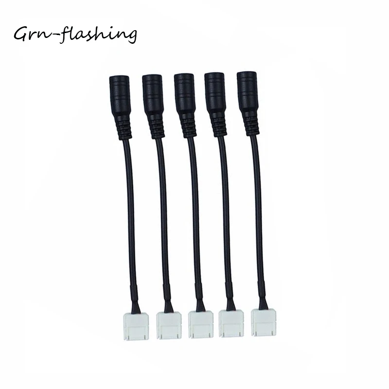 

GRN-FLASHING DC Connector to 2pin 10mm Free Welding Connector Cable wire for SMD 5050 5630 Single Color led Strip