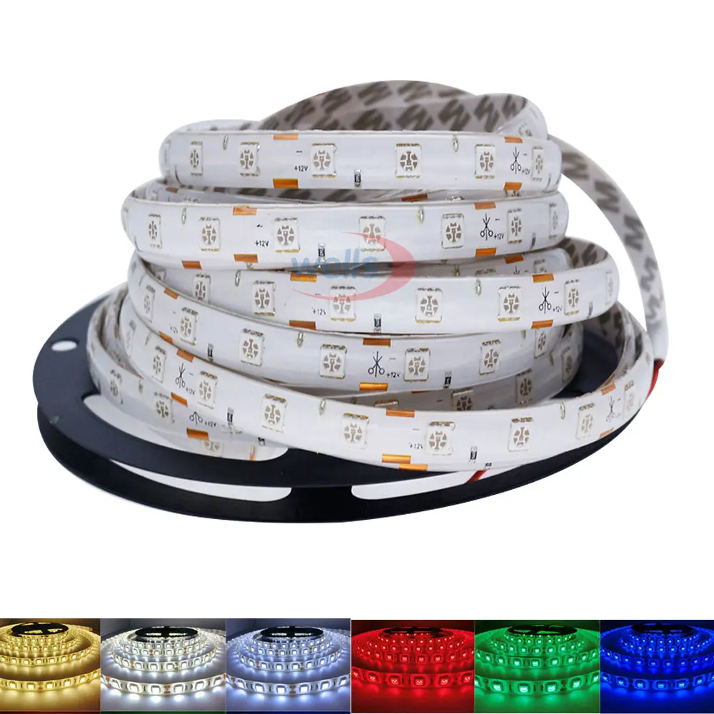 

LED12V SMD 5050 60LEDs/m 5m White PCB LED Light UV/Red/Green/Yellow/Blue/White/Warm White/Pink/RGB Flexible Led Strip Light