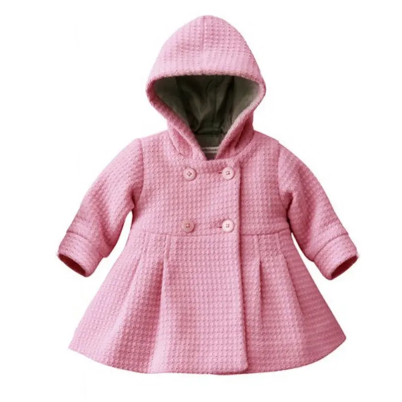 Детское зимнее однотонное ветрозащитное пальто с длинными рукавами для маленьких девочек; теплая Модная верхняя одежда с карманами для маленьких девочек; весенняя куртка - Цвет: P