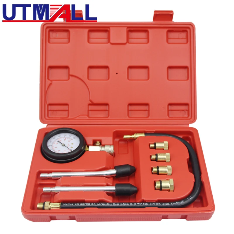 

Petrol Gasoline Engine Cylinder Compression Tester Kit Engine Pressure Gauge With 4 Size Adaptor