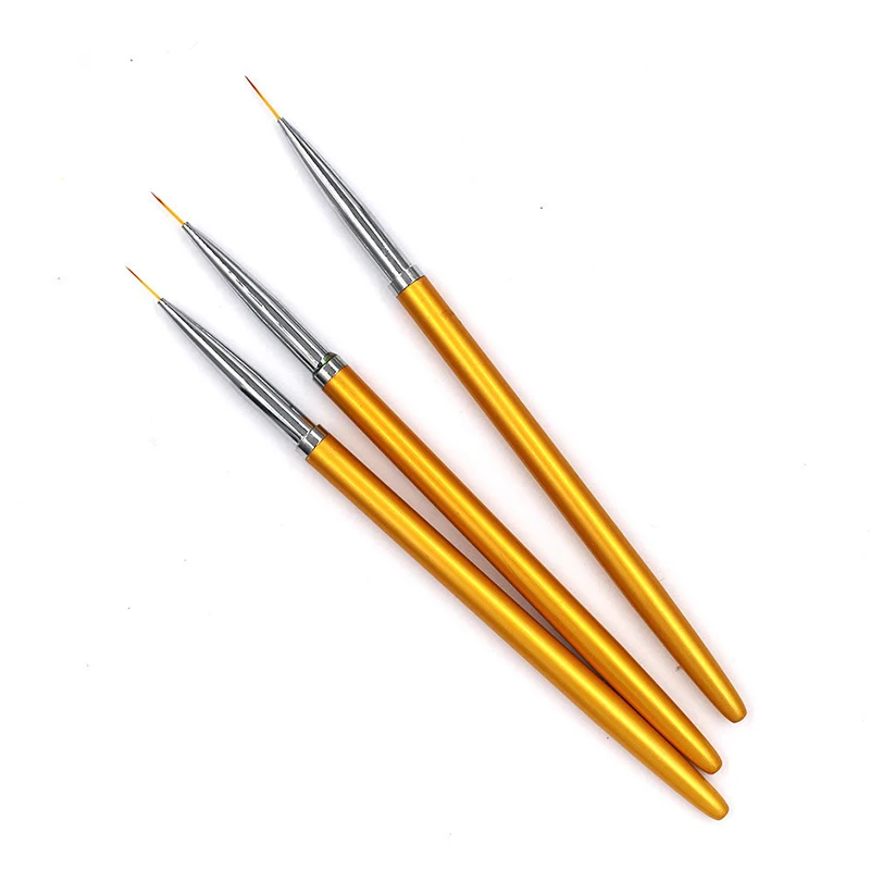 

3pcs Gold Fine Art Nail Art Brush Liner Pens Metal Handle For UV Gel Polish Painting Drawing Lining Brushes Nails Tools Manicure