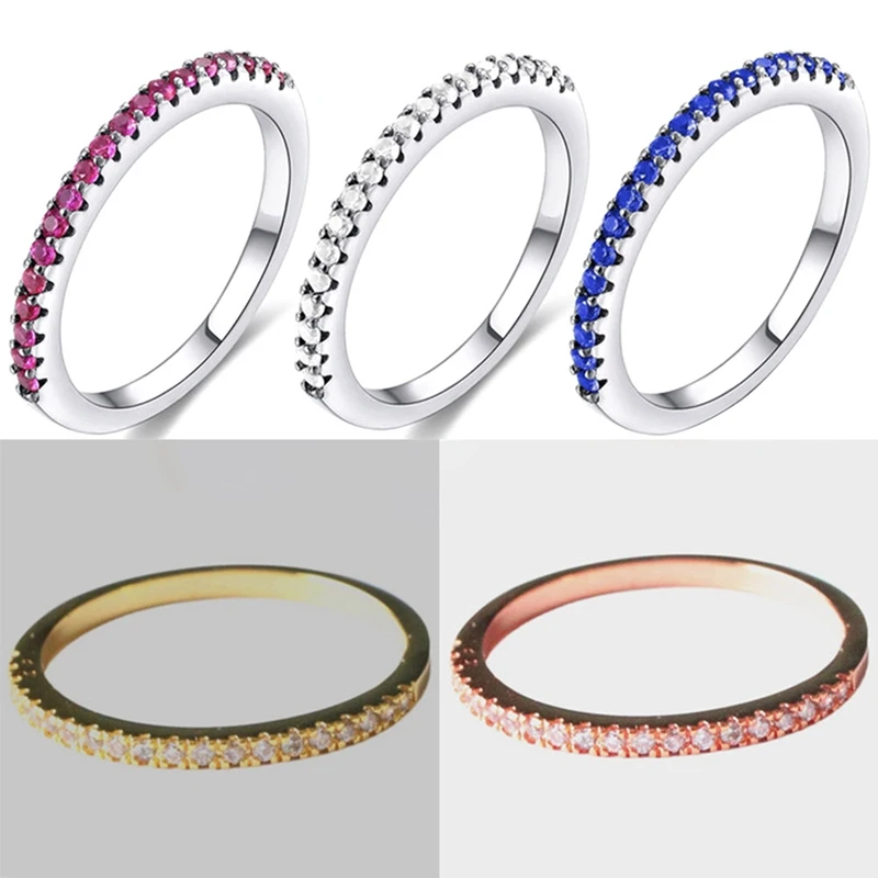 

2019 New Fashion Multicolor Zirconia Party Women Engagement Ring With Silver Color Crystal Wedding Rings For Lady Jewelry Gift