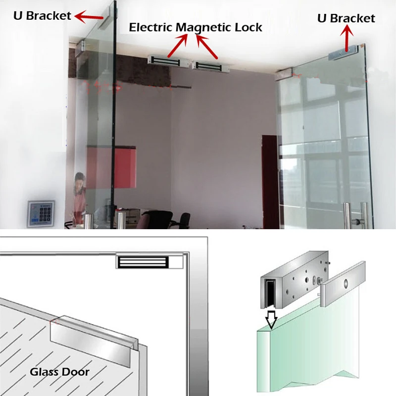 Raykube U Bracket For 180kg Electric Magnetic Lock Install Glass