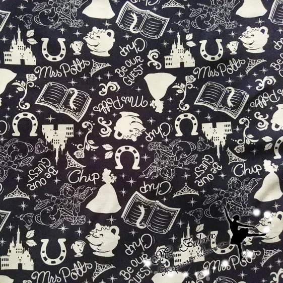 50*147 см хлопчатобумажная ткань для шитья с изображением принцессы красавицы и чудовища, лоскутное шитье, кукла, детское постельное белье, лоскутное