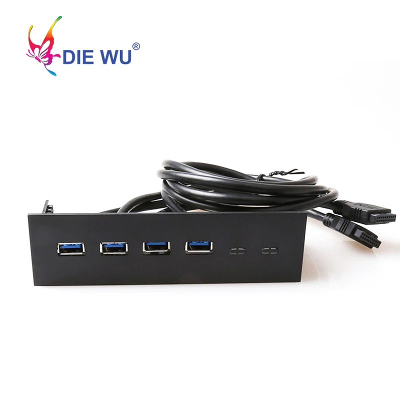 

4 USB3.0 hub computer front panel 20 Pin Connector Adapter Bracket cable for PC Motherboard cable lenth 60cm