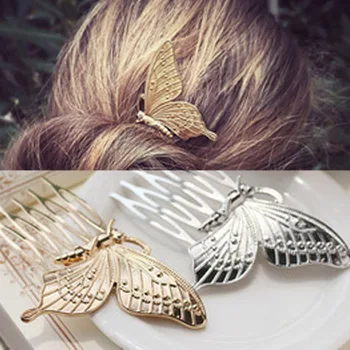 

1PC Fashion Elegance Style Hairpin Women Girls Alloy Butterfly Hair Comb Headwear Summer Plate Made Gadgets NEW