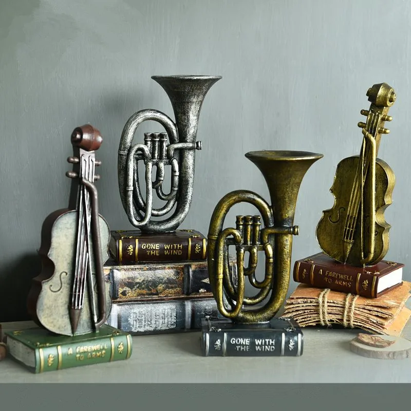 

Resin Musical Instruments Violin Saxophone Model 1PC European Style Retro Nostalgia Coffee Shop Bar Home Decor Gifts Crafts