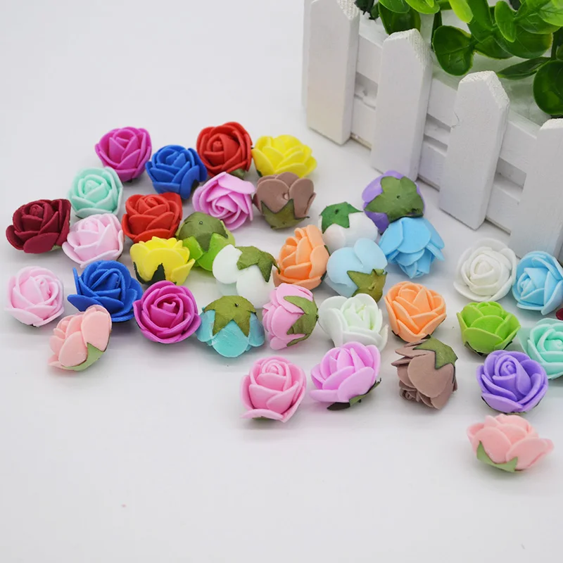

100pcs/lot Aritificial Flower Heads 2CM Foam Rose DIY Handmade Scrapbooking Floral Wreath Wedding Party Decoration Supplies 7Z
