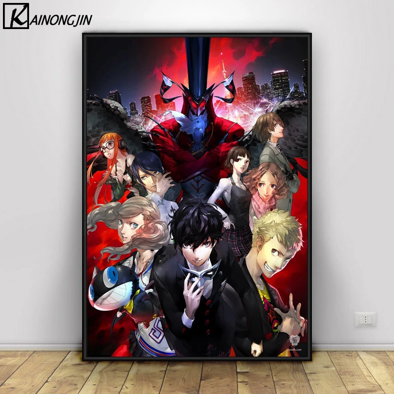 ポスターペルソナ 5 アニメポスターやプリントキャンバス絵画リビングルームのホームインテリア 絵画 書道 Aliexpress