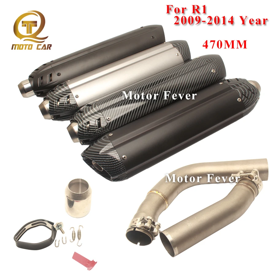 

470MM exhaust Motorcycle Muffler DB Killer 51MM Escape Moto for YAMAHA YZF R1 2009 2010 2011 2012 2013 2014 Full exhaust system