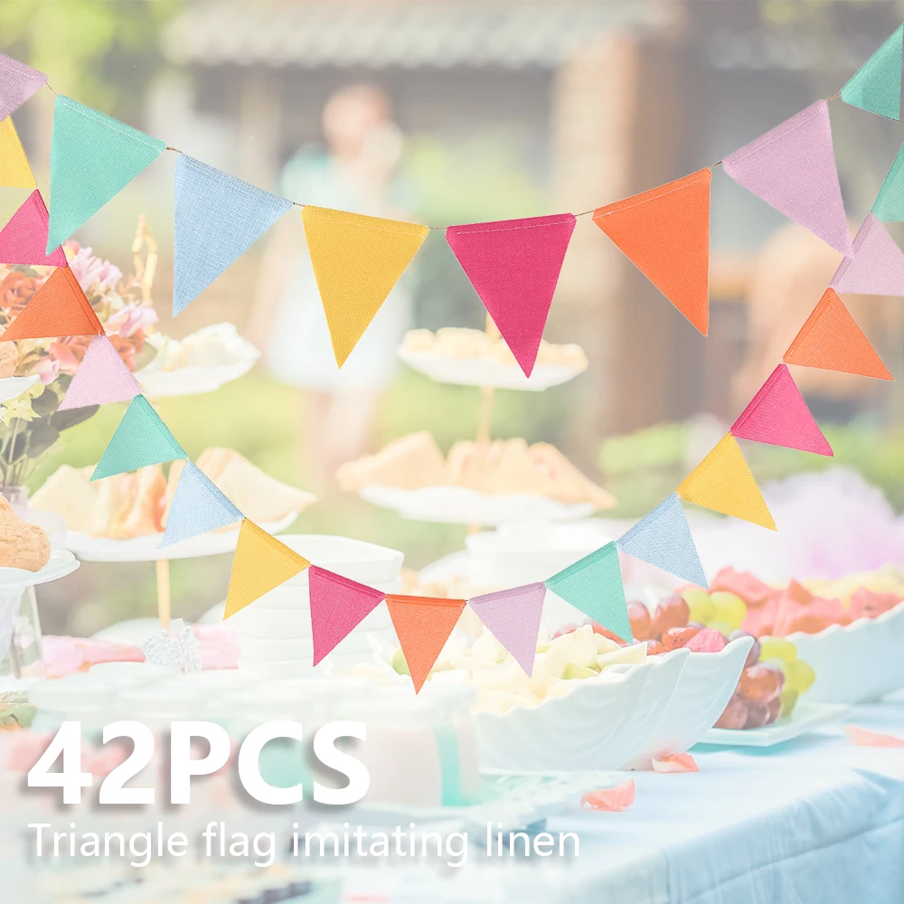 

Multicolor Pennant Banner Wedding Bunting Decor Birthday Party Baby Shower Garland Hanging Room Decoration Home Reusable
