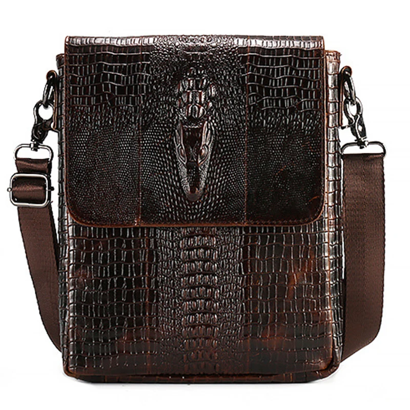 Crocodile pattern Cowhide leather men business purse men shoulder bag ...
