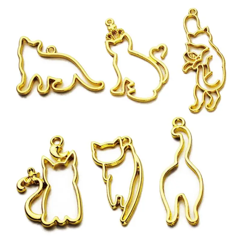 

3Pcs Cute Cat Pendant Blank UV Resin Frames Open Bezel Setting Jewelry Making