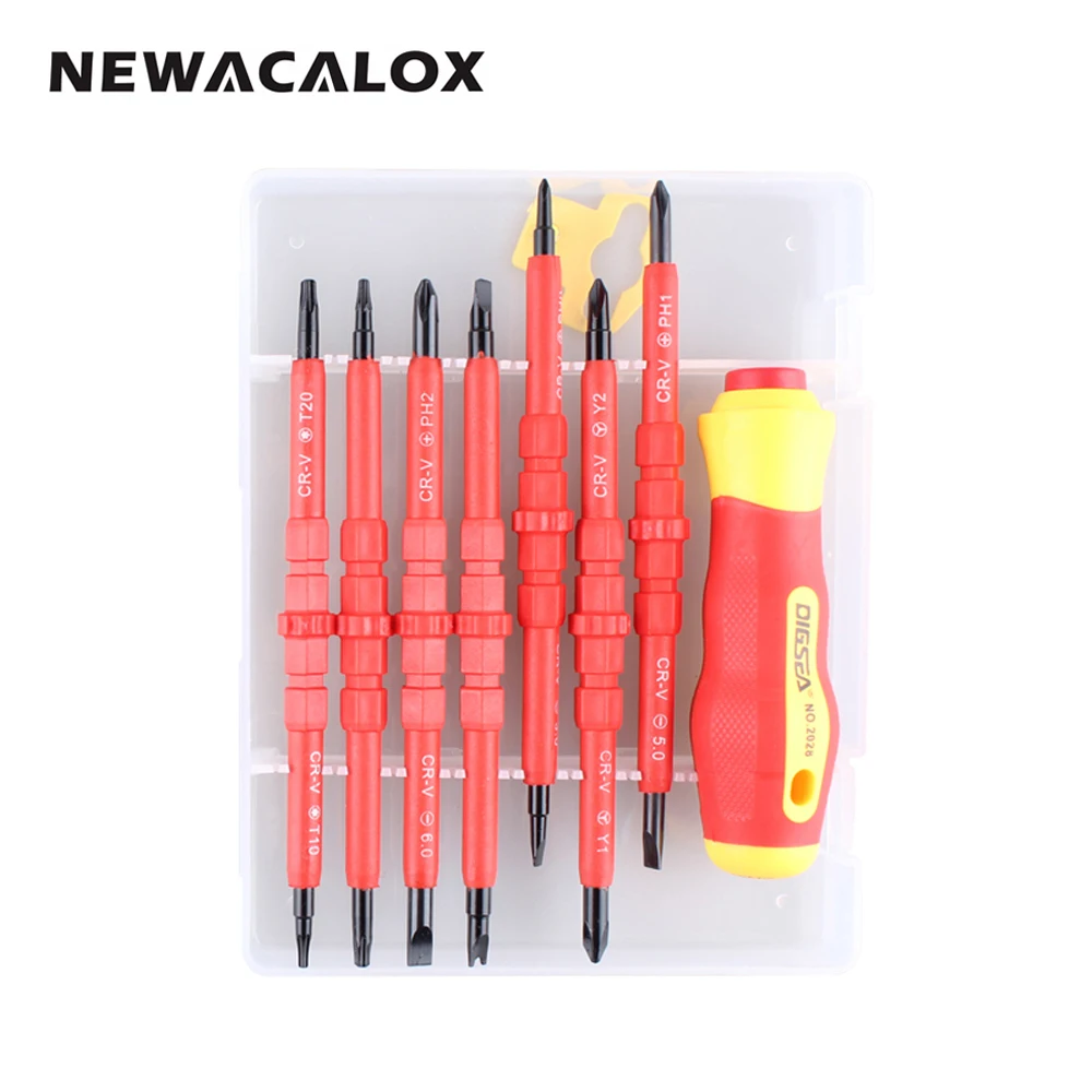 

NEWACALOX 15 In 1 Magnetic Precision Screwdriver Set DIY Hand Tool Kit Torx Cross Flat Y U-Shape Slotted Screw Driver for Laptop