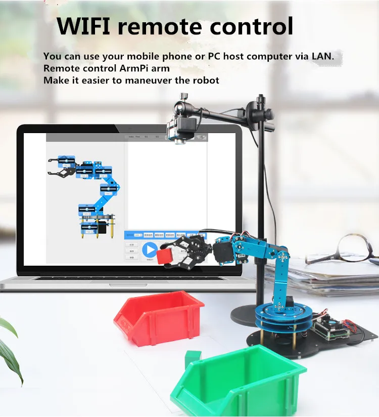 DIY raspberry pi интеллектуальное видение руки подмышки 6DOF с сервоприводом wifi Пульт дистанционного управления все металлические руки робота