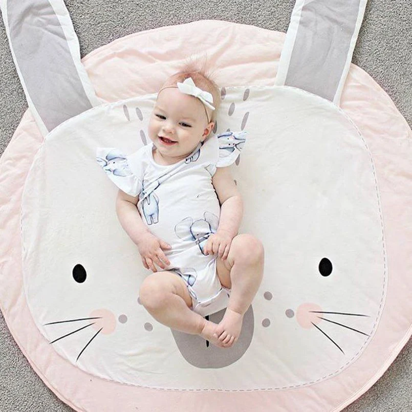

90 CM Kids Play Mat Round Crawling Carpet Floor Rugs Cotton Animals baby padded Crawling Mat Baby Children Room Decoration