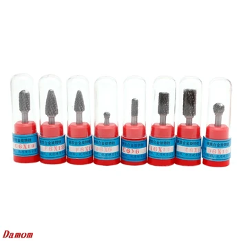 

8Pcs/set 1/4" Tungsten Carbide Rotary Dual Cut Burr Bit Set 6mm Rotary Cutter Files CNC Engraving Tool