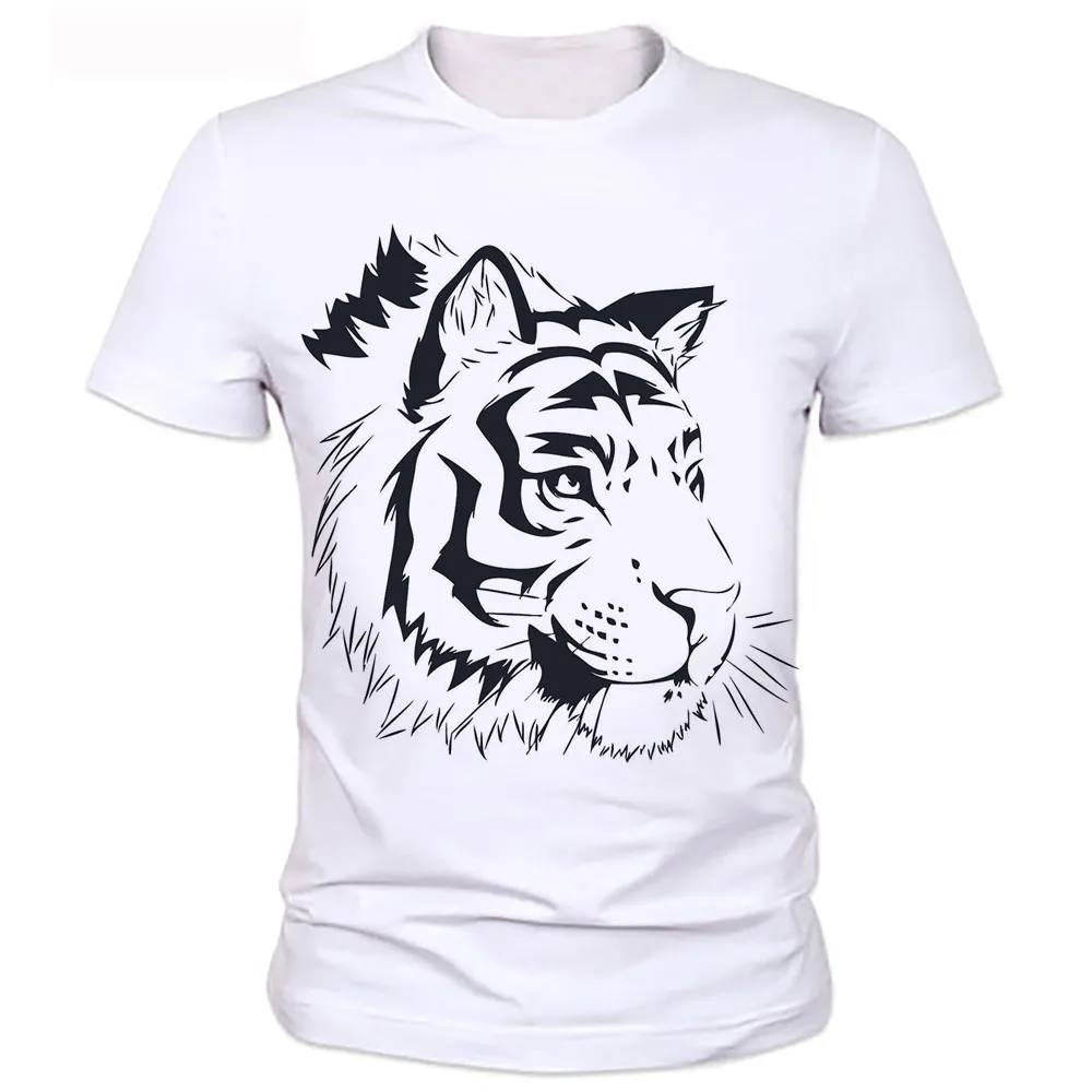 Black tiger character printed t shirts summer Creative men's design ...