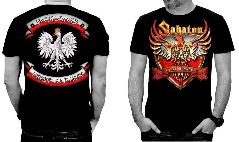 

SABATON Official Merchandise TShirt Coat Of Arms POLAND FIRST TO FIGHT SIZE Ltd