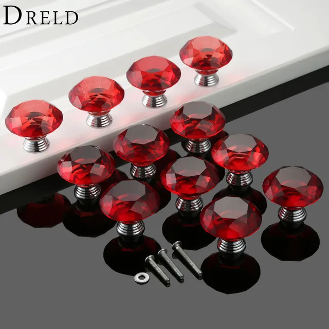 kabinettknöpfe aus glas dreld 12 stücke 30mm rot kristall kabinett knöpfe und griffe schrank schublade zieht diamant kabinettknöpfe aus glas dreld 12 stücke 30mm rot kristall kabinett knöpfe und griffe schrank schublade zieht diamant