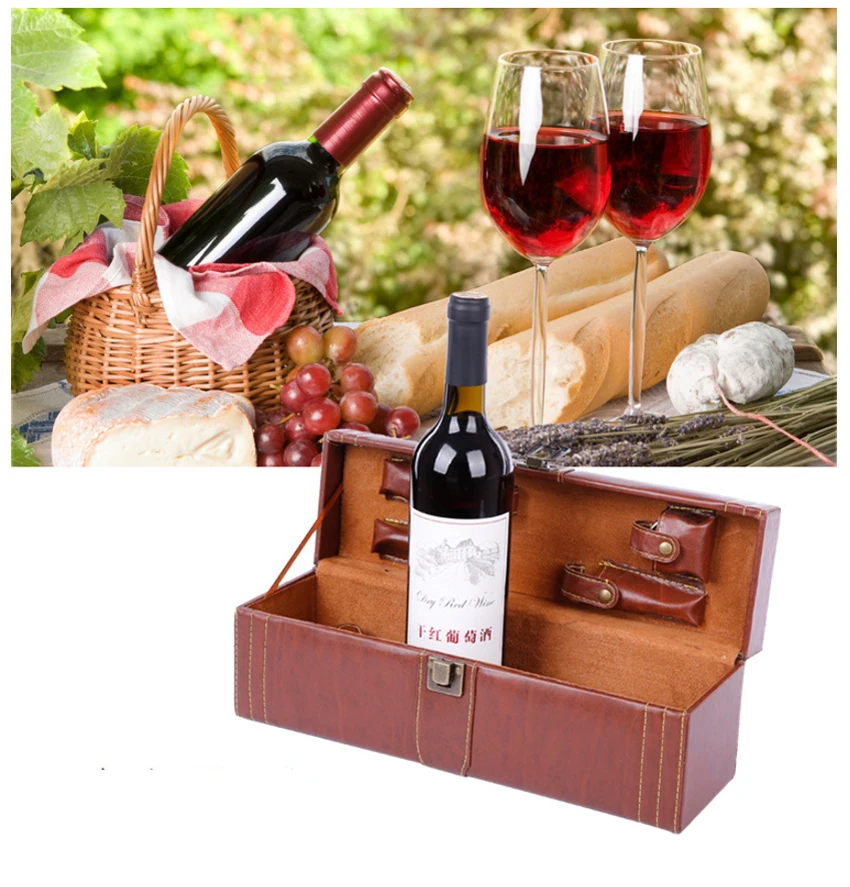 Креативная деревянная коробка для вина из искусственной кожи с инструментами для открывания дома аксессуары для кухонного бара Декор Высокое качество Винные коробки для друга подарок