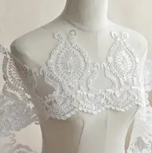 Cindylaceshow Wedding Dress Lace Trim Bridal Gown Fabric Applique 3D Flower Sequins Embroidered Scallop Sewing Apparel Edge 12cm eyelet scallop edge jumper