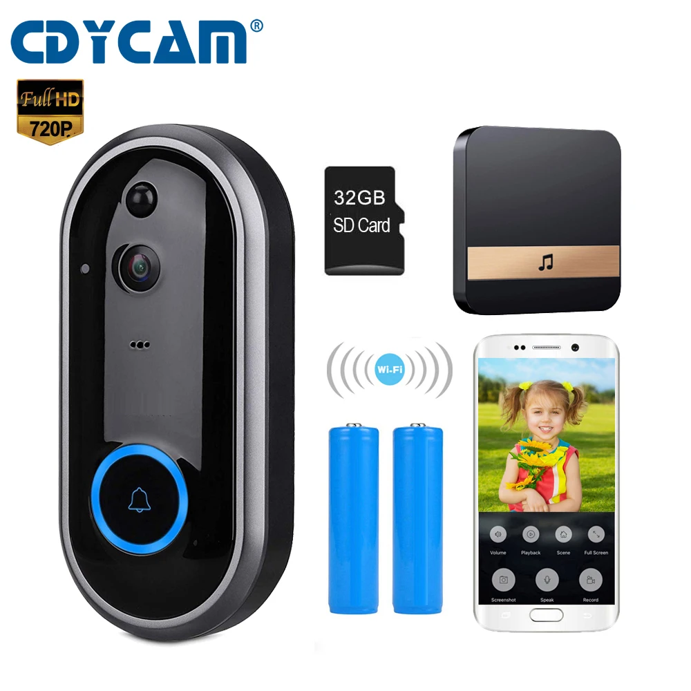 

CDYCAM Video Doorbell Monitor Intercom 720P Security Camera Door Phone Two-Way Audio Night Vision Wireless Intercom Doorbell
