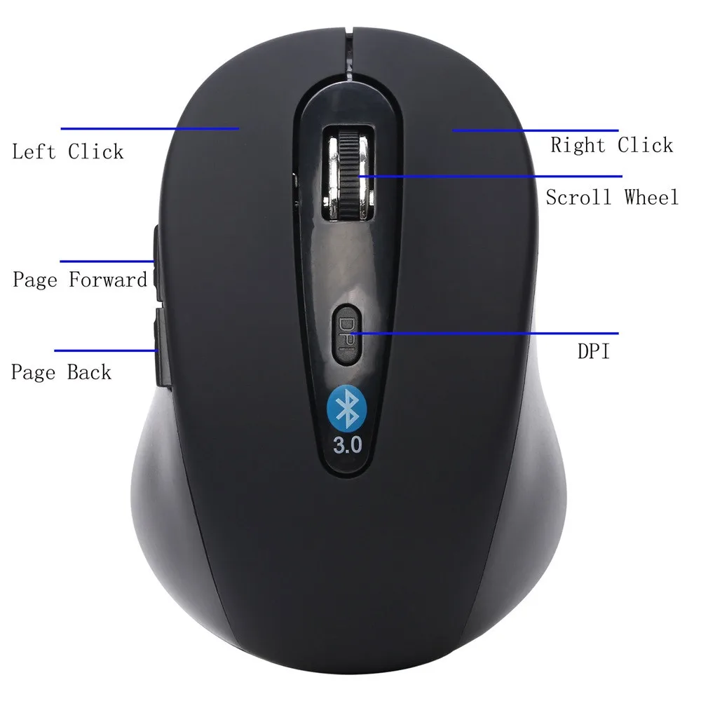 Bluetooth 3.0 Wireless Mouse Mini 6D 1600DPI Pro Gamer Computer Wireless Optical Gaming Mouse Mice for Laptop 90214