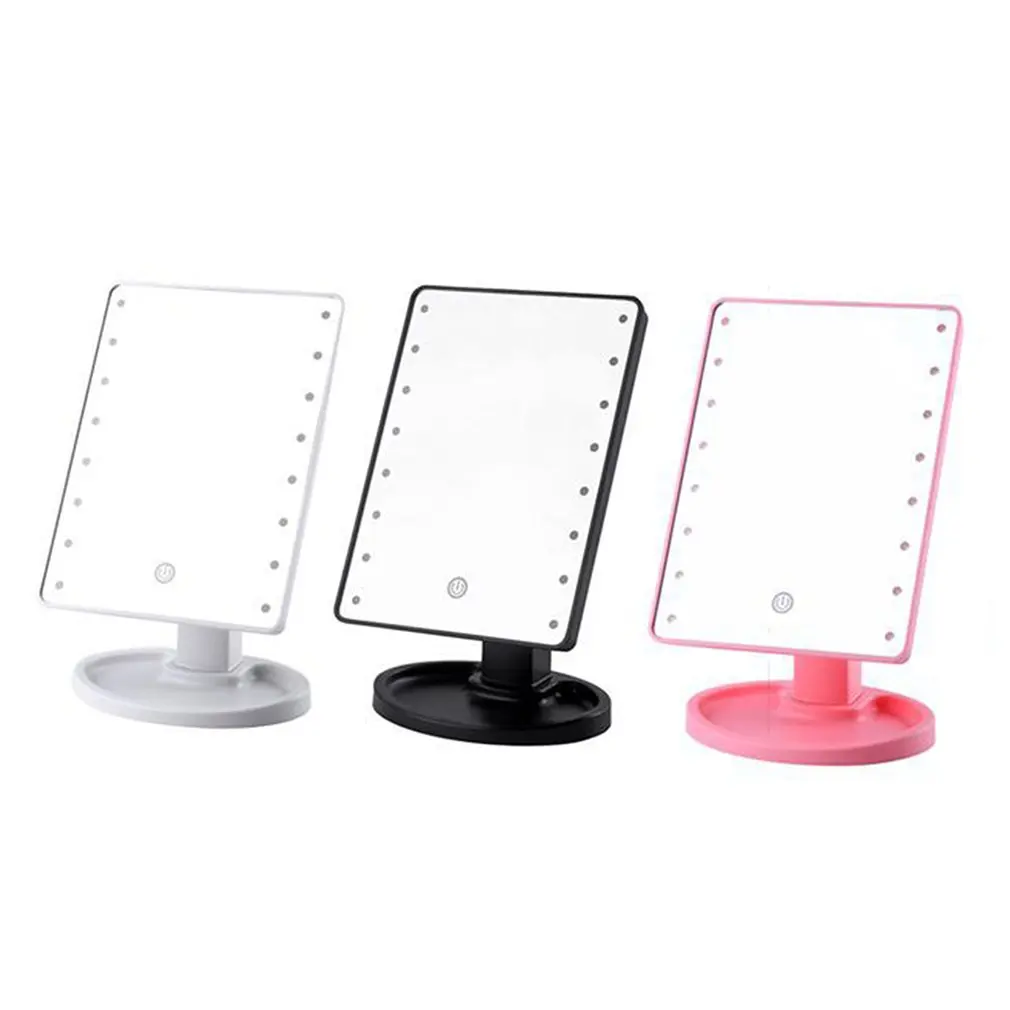 

16 LEDs Mirror LED Makeup Vanity Square Mirror Double-Sided Lighted Mirrors for Bathroom Bedroom USB Type