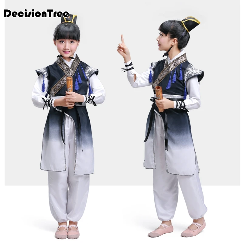 

2019 new chinese traditional tang clothing kids kungfu clothing boy traditional hanfu clothing national minority costume