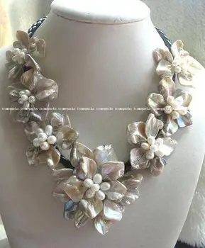

AMAZING beautiful pink gray natural freshwater pearls necklace