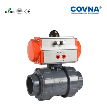 

DN32 UPVC Pneumatic 2 Ways Ball Valve Double Union Plastic PVC Valve
