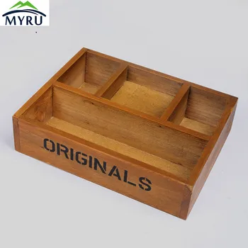 

Retro Desktop Wooden Storage Box Multifunctional Makeup/ Stationery/ Potted Plant Sorting Storage Box