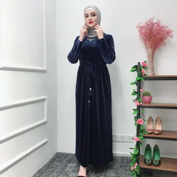 

Elegant Muslim Velvet Abaya Jubah Middle East Ramadan Arab Islamic Clothing Full Dresses Cardigan Kimono Long Robe Gowns Tunic