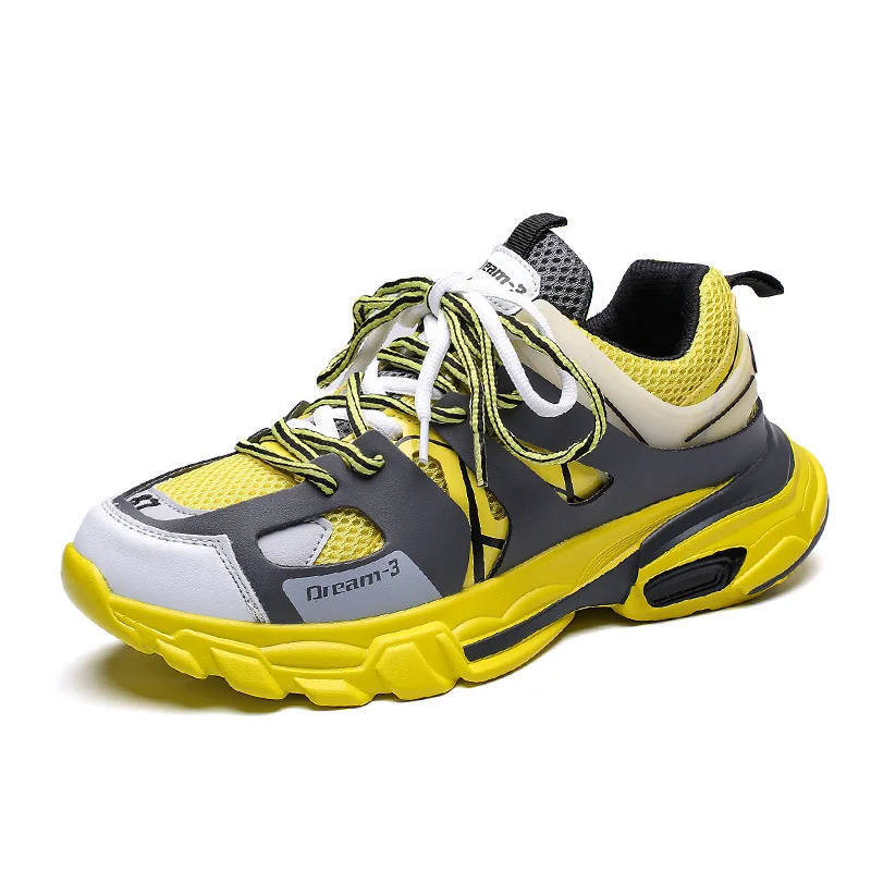 Новая модная дышащая светильник Для мужчин повседневная обувь на шнуровке; мужские Сникерсы для взрослых высокое качество удобная мужская обувь - Цвет: Цвет: желтый