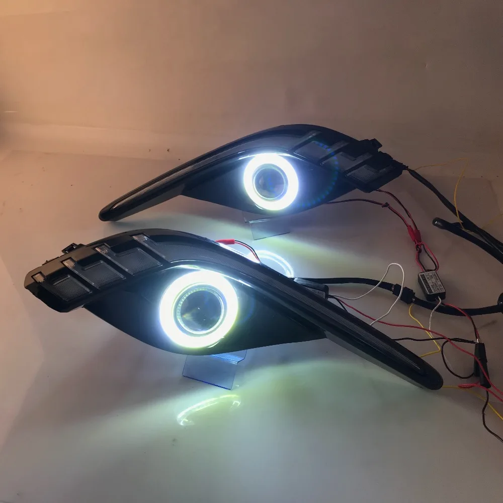 RQXR противотуманная фара вождение свет в сборе для Mazda 6 atenza cob angel eye светодиодные дневные ходовые огни сигнал поворота синий ночной режим