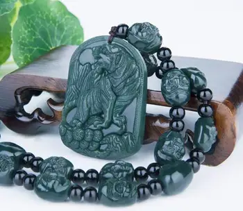 

XinJiang Hetian Jades Pendant 3D Carved tiger Pendants Women Men's Amulet Nephrite Jades Jewelry