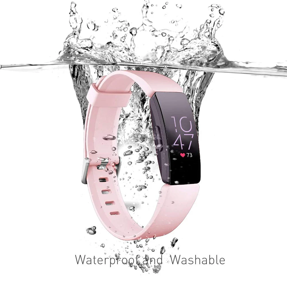 For Fitbit Inspire HR Strap Silicone Pink Water Resistant Fitness Strap Wrist Band For Fitbit Inspire HR  Inspire Women Girl  (3)