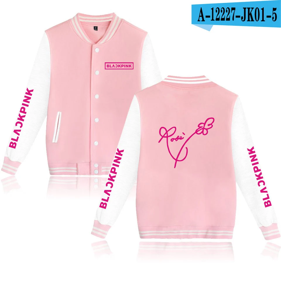 Черно-розовая Классическая бейсбольная Толстовка в стиле Харадзюку с монолитным рисунком, толстовка K Pop, бейсбольная форма, повседневная куртка большого размера XXXXL - Цвет: pink