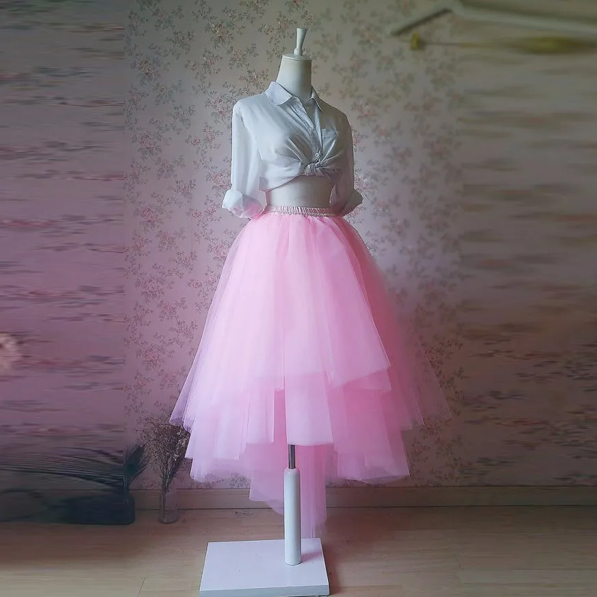 Dreamlike-Pink-High-Low-Tulle-Skirt-Real-Photo-Fashion-Asymmetrical ...
