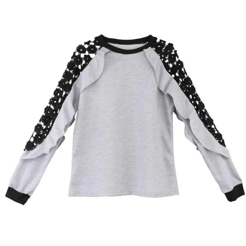 

Women's Fashion Sweatshirts Lace sleeves with ruffled Sweatshirt Winter Casual Sweatshirt july18