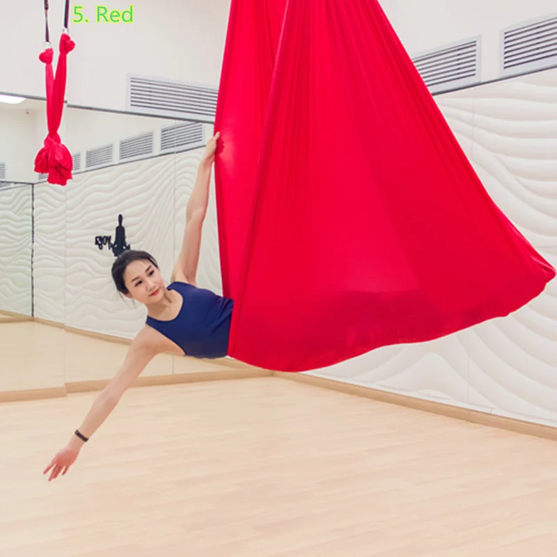 Предварительно Фитнес Эластичный 6 метров Воздушный Гамак для йоги качели Антигравитационные пояса для йоги тренировки йоги для спорта - Цвет: Red