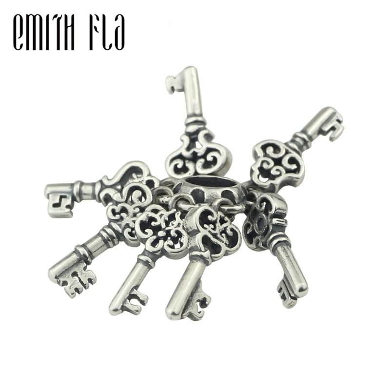 

Genuine 925 Sterling Silver Key Space Beads Fit Original Brand Bracelet Jewelry Silver Vintage Bead for Jewelry Making New