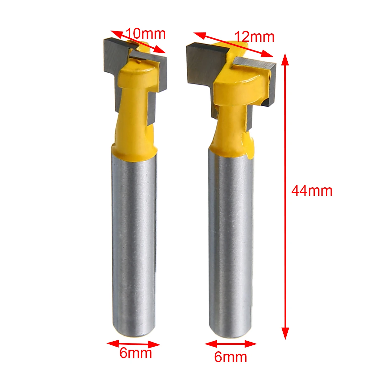 2pcs 1/4'' Shank T-Slot Handle Router Bits 3/8'' & 1/2'' Head Length Woodworking Milling Cutter