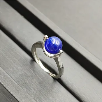 

Natural Kyanite Ring Blue Cat Eye Healing Stone 8MM Round Shape Anniversary Party New Gift Woman Luxury Adjustable Ring Jewelry