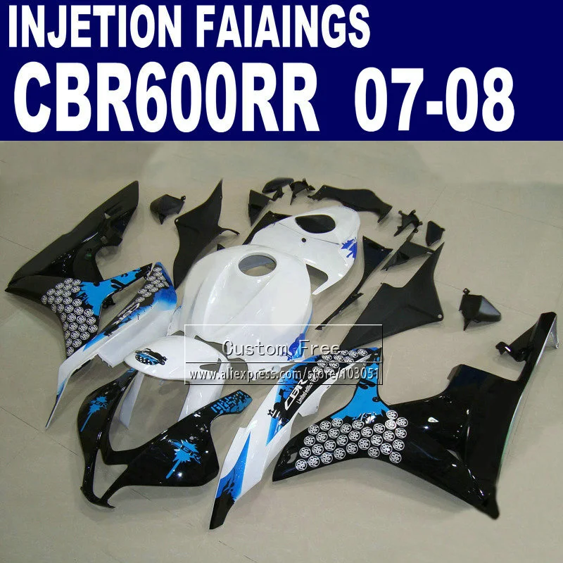 Custom Injection fairings kits for Honda 600 RR F5 fairing set 07 08 CBR 600RR CBR 600 RR 2007 2008 blue black motorcycle parts Custom Injection fairings kits for Honda 600 RR F5 fairing set 07 08 CBR 600RR CBR 600 RR 2007 2008 blue black motorcycle parts